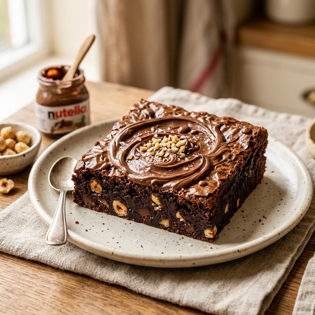 Rich chocolate brownie closeup